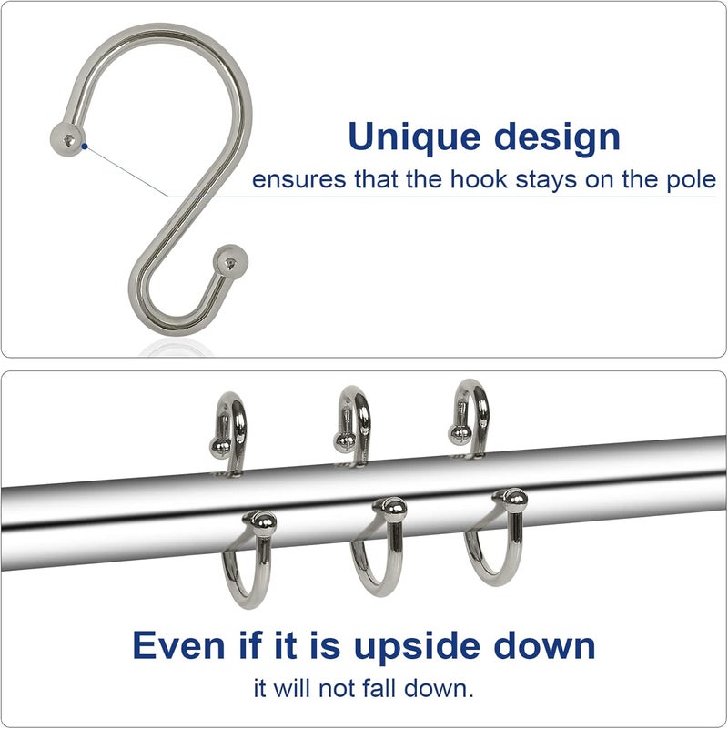 Gidse Metal Shower Curtain Hooks, Set of 12, Rust Proof Shower Curtain Hooks Rings, Durable S Shaped Hooks Hangers for Shower Curtains, Kitchen Utensils, Clothes, Towels (Nickel) - Image 3
